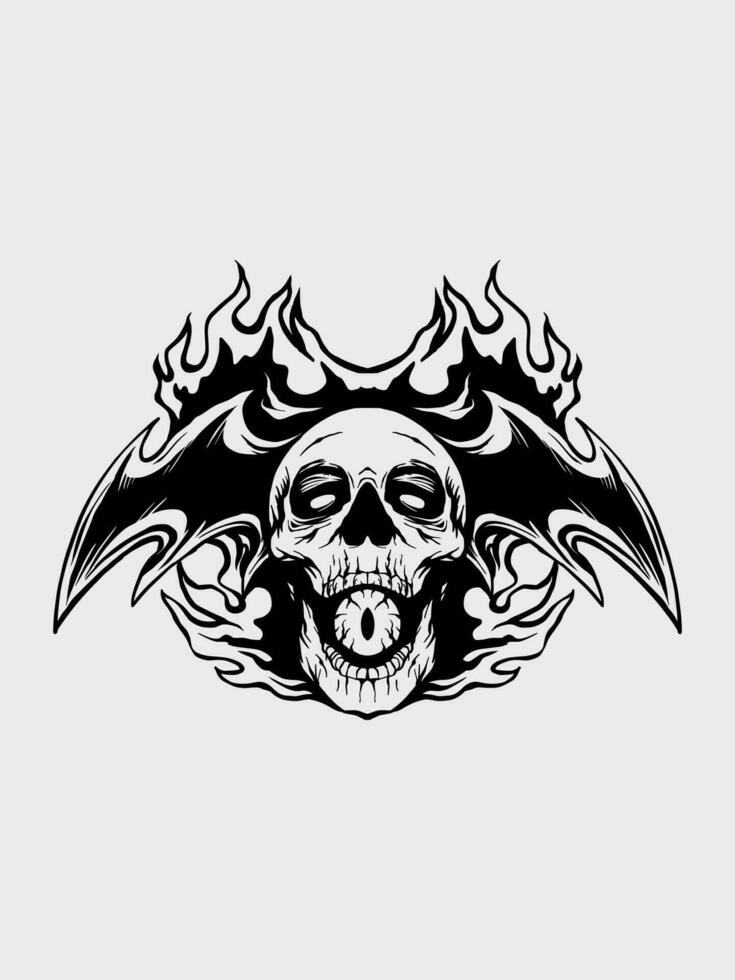 skull with black outline for white background vector