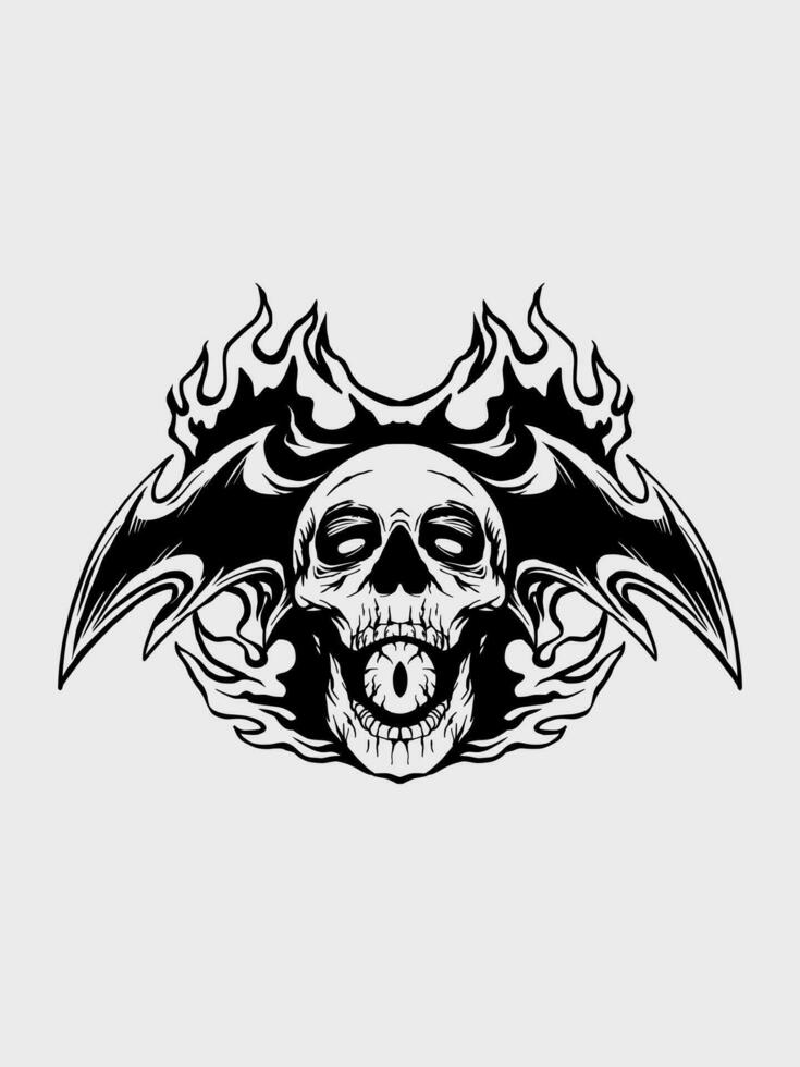 skull with black outline for white background vector