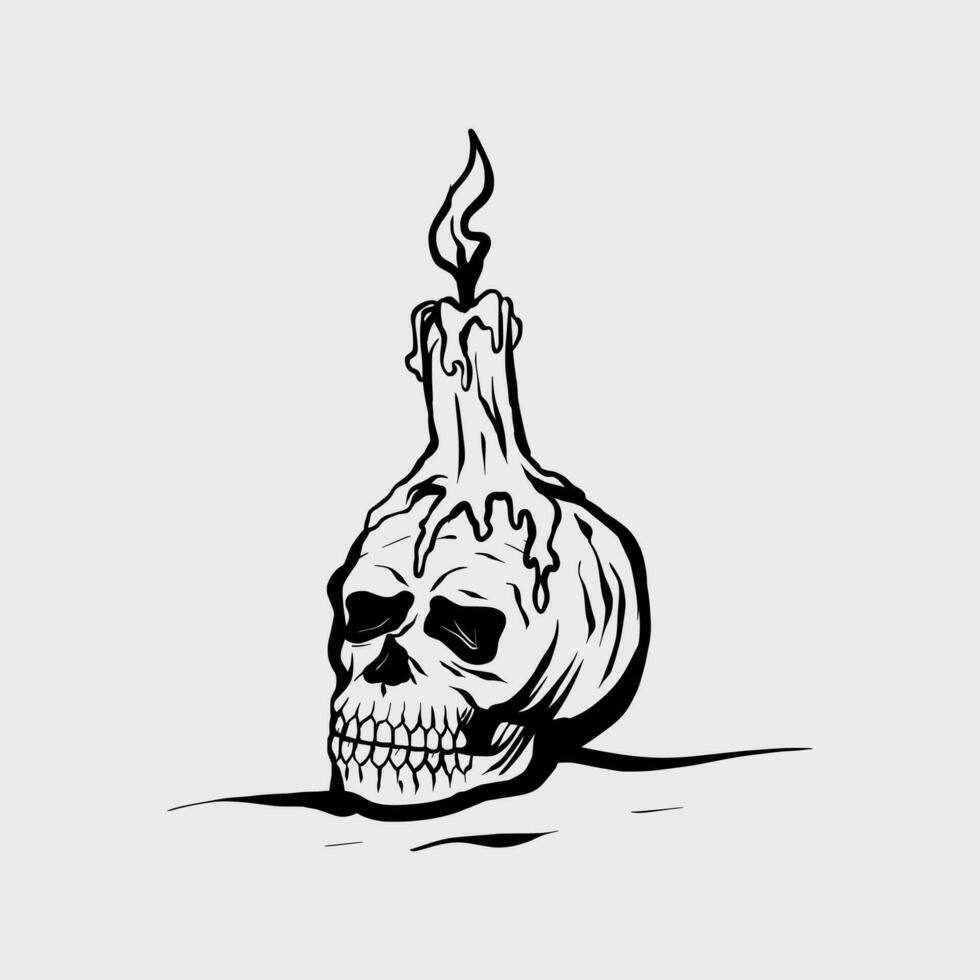 skull with black outline for white background vector