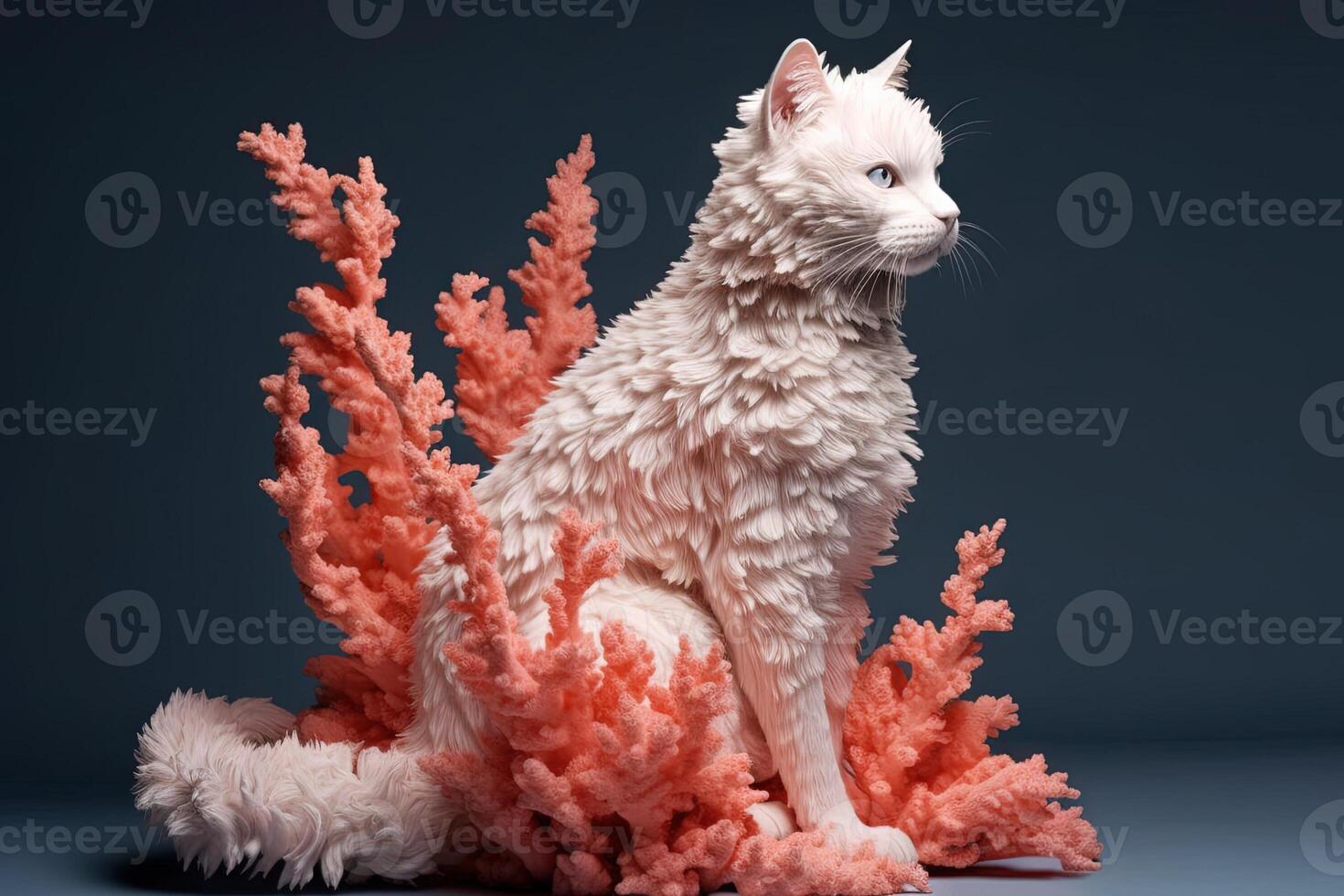 cat made out of corals illustration photo