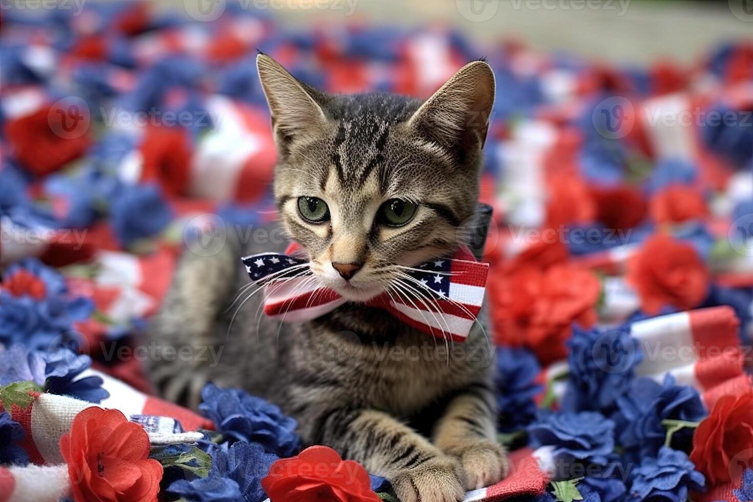 cats kitten Celebrating memorial day illustration photo