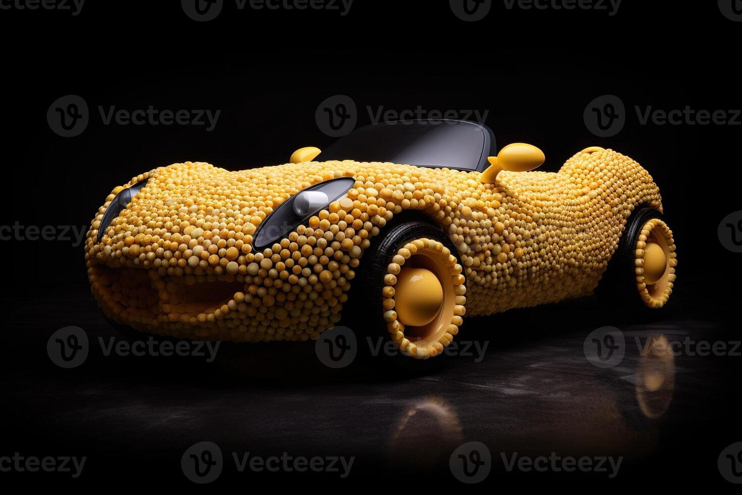 eggs made Luxury futuristic convertible sport car illustration photo