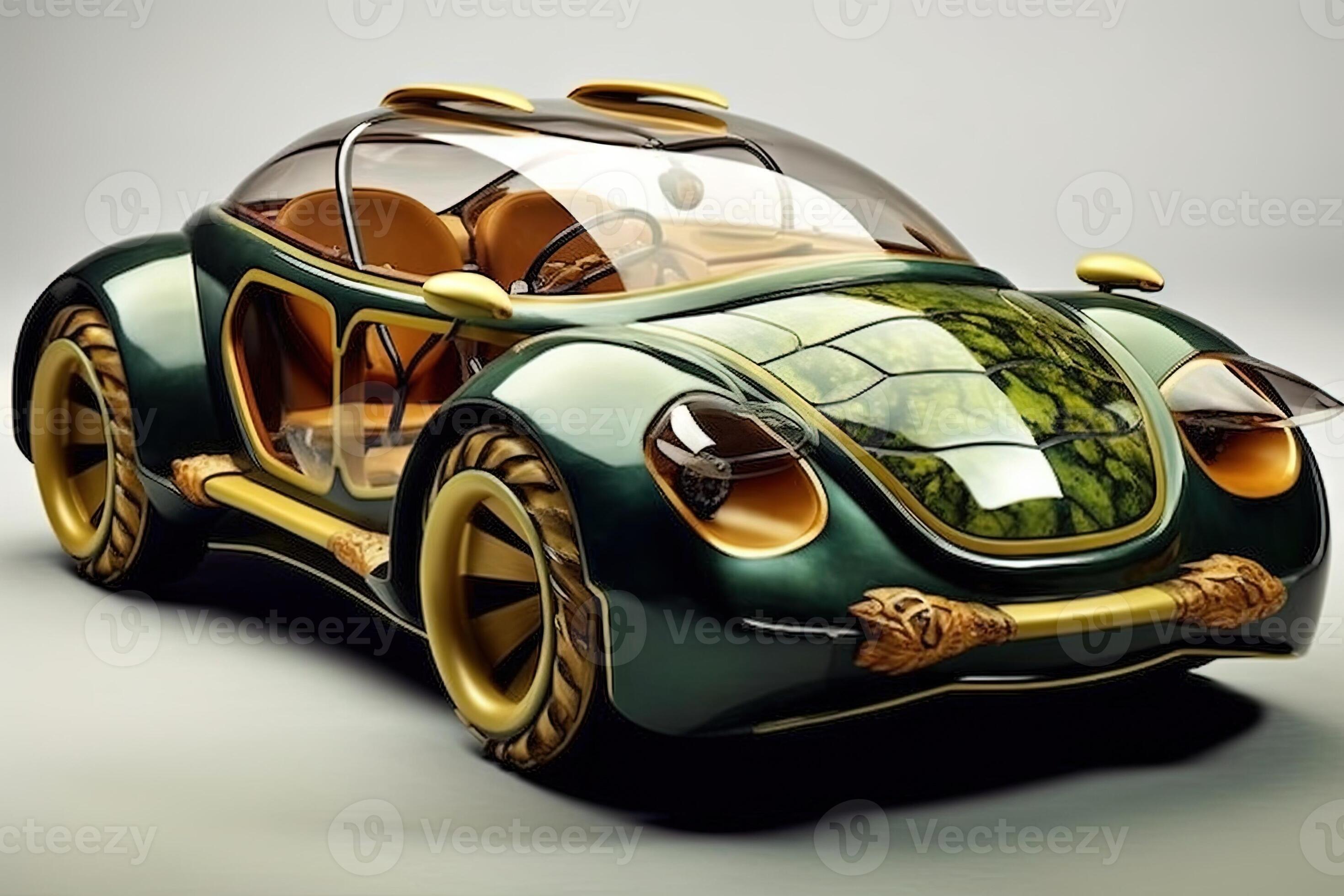 turtle shape Luxury futuristic convertible sport car illustration ...