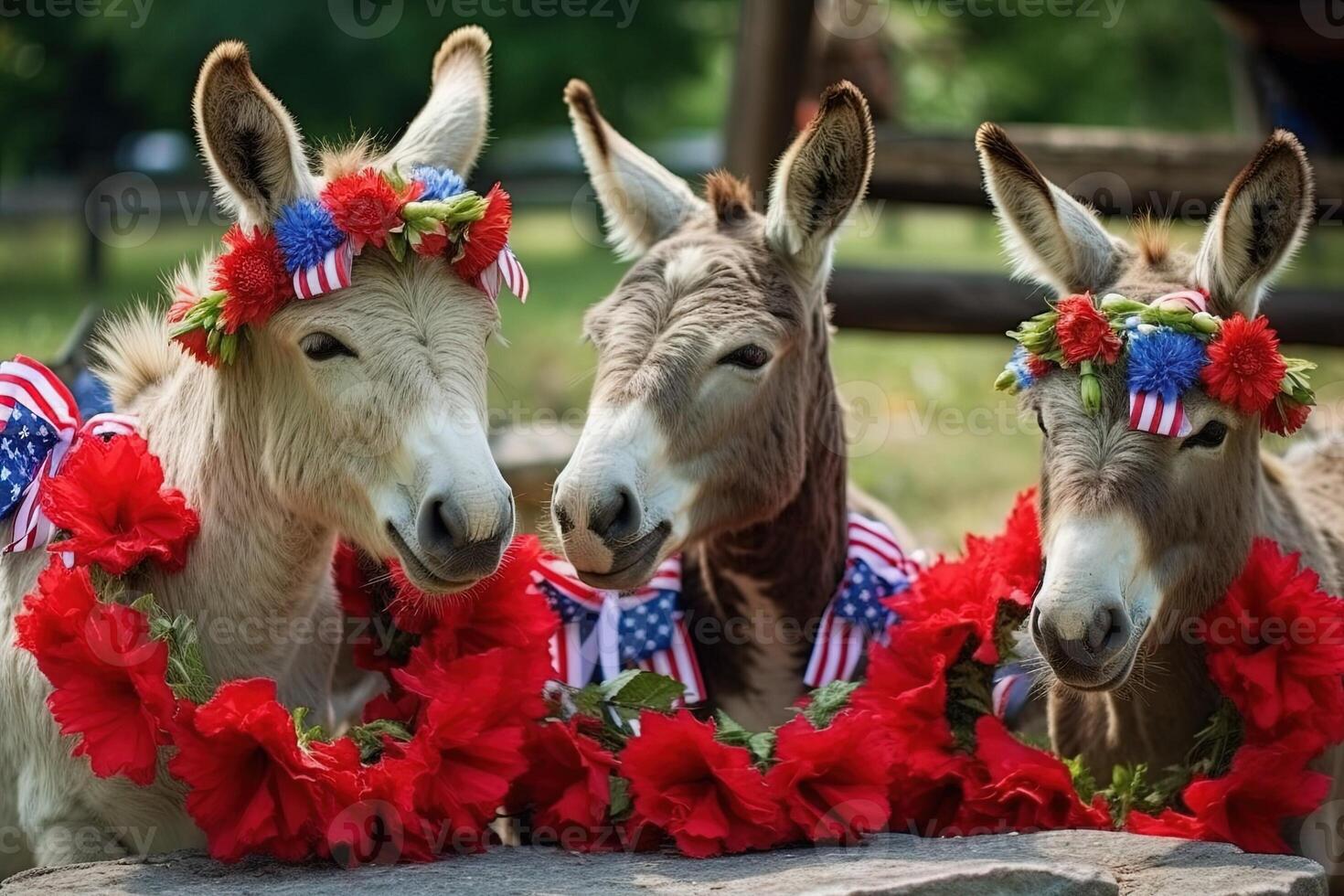 donkeys Celebrating memorial day illustration photo