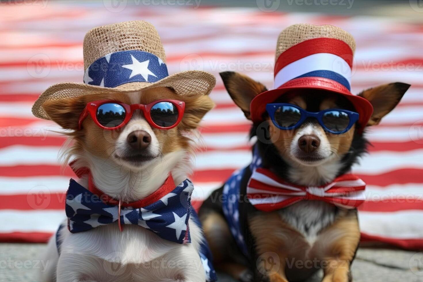 perros celebrando americano independencia día 4to cuarto julio Estados Unidos ilustración generativo ai foto