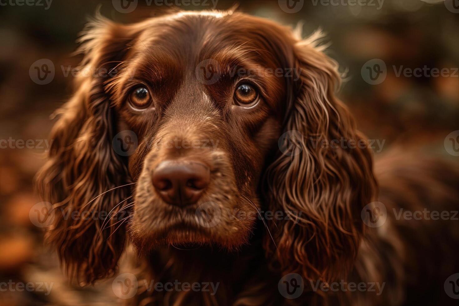 super cute brown english cocker spaniel portrait looking at you illustration photo