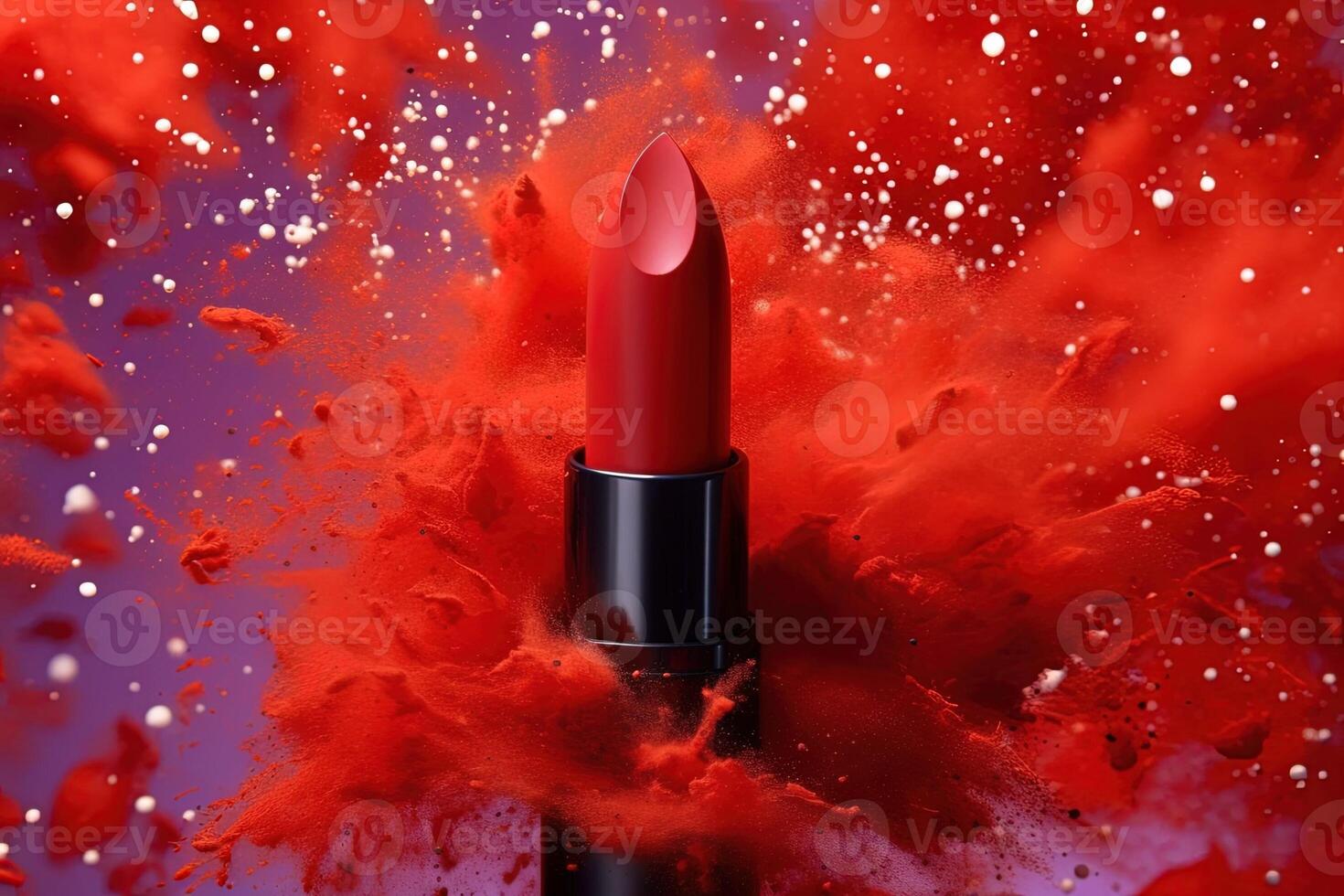 red lipstick in a red explosion background illustration photo