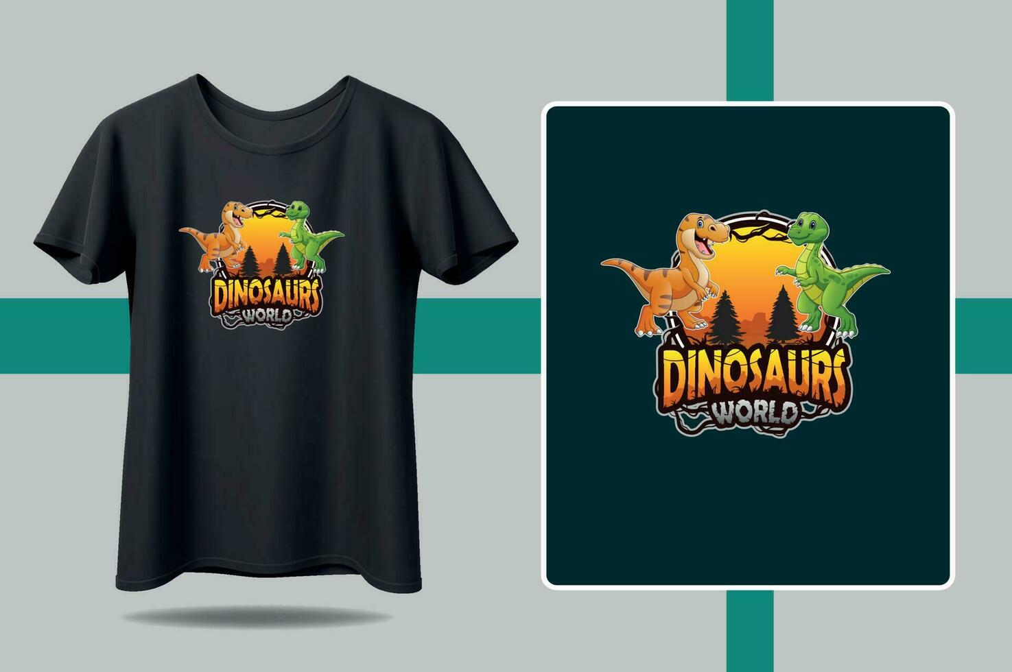 Dinosaur world t shirt vector