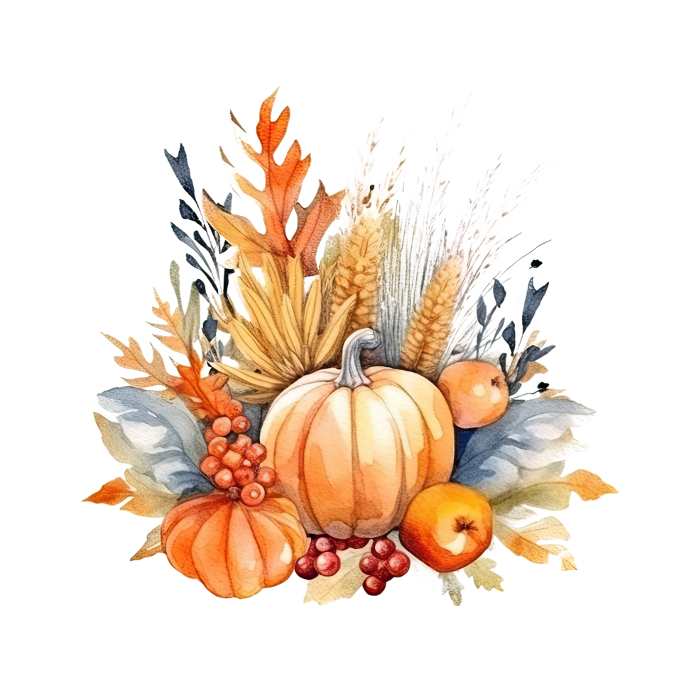 Watercolor Thanksgiving Day Natural Background. Illustration png
