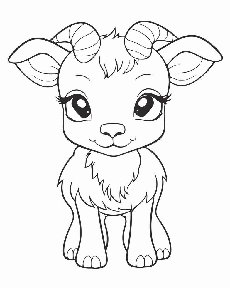 baby goat coloring page vector