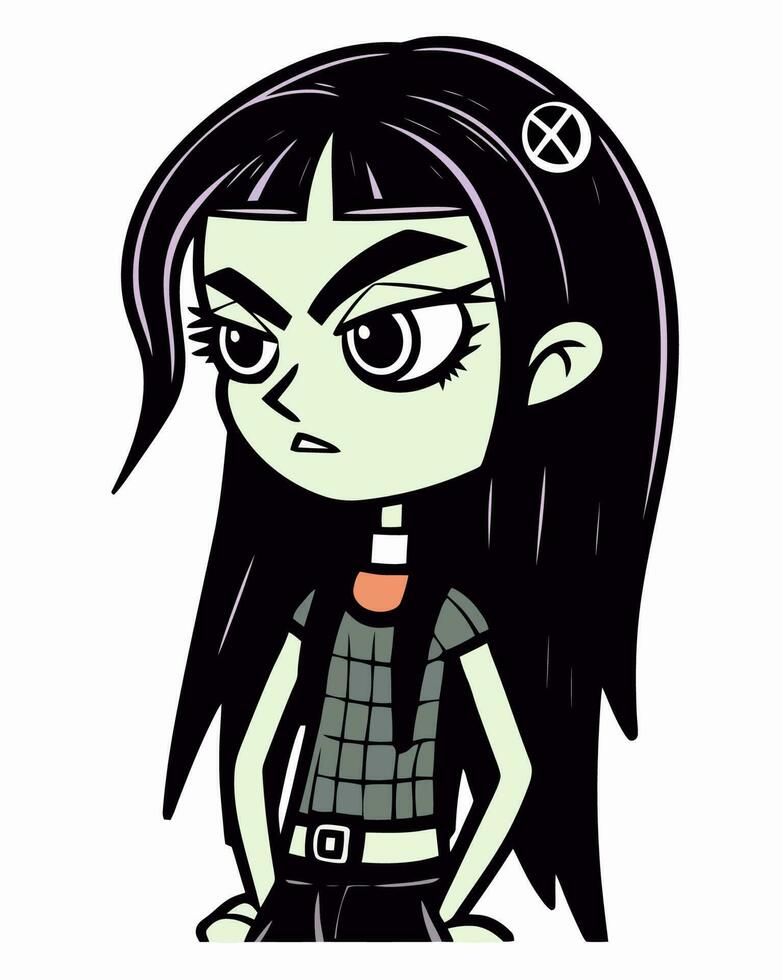 Annoyed goth girl vector