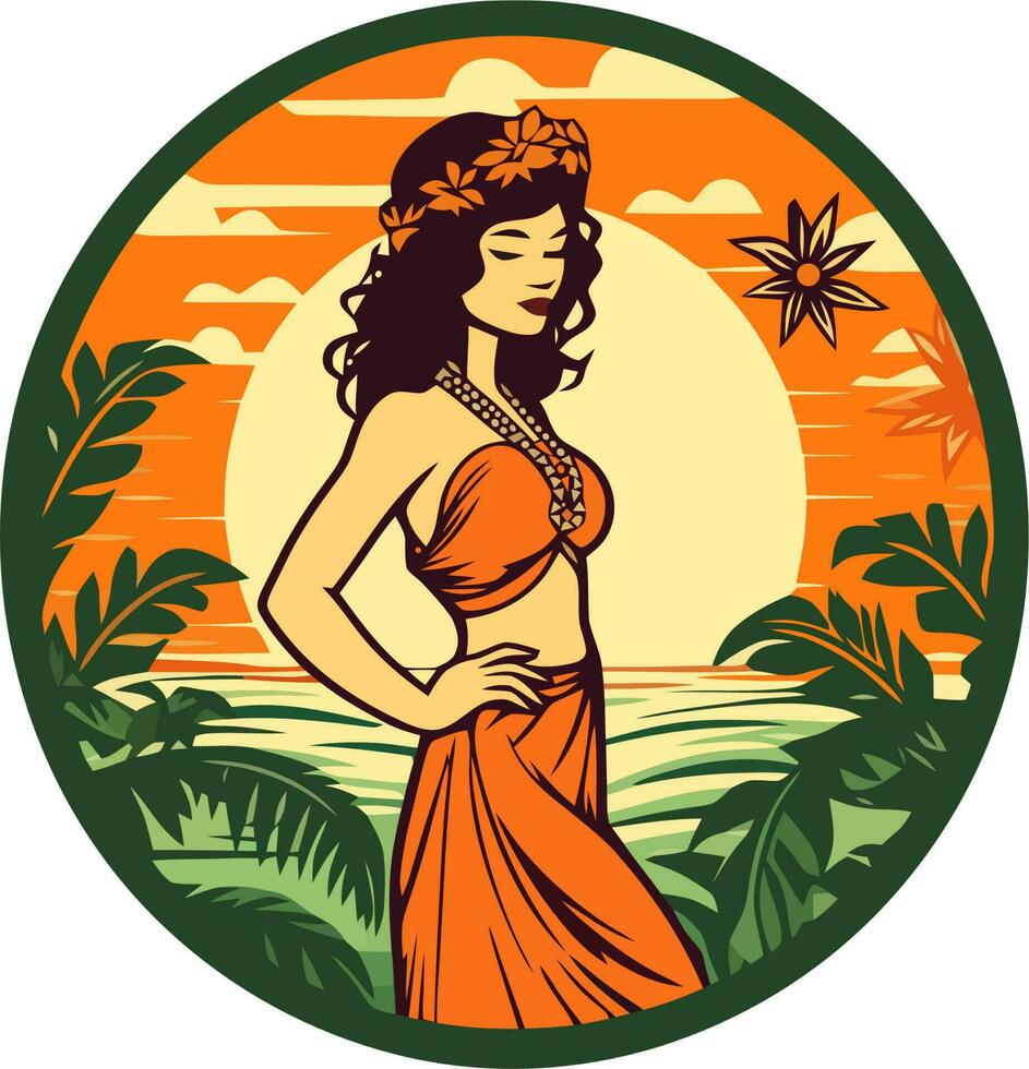 hawaiian girl logo vector