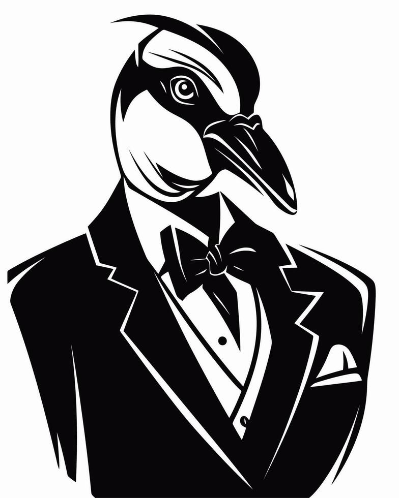 pingüino en smoking vector