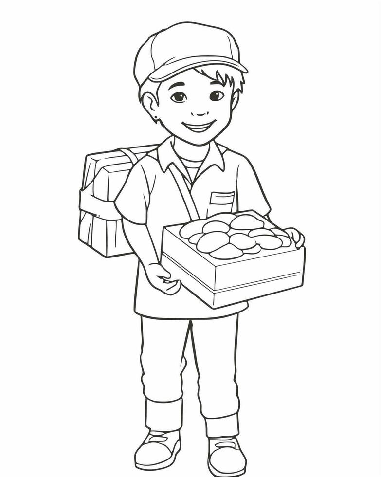 kid delivering baked goods vector