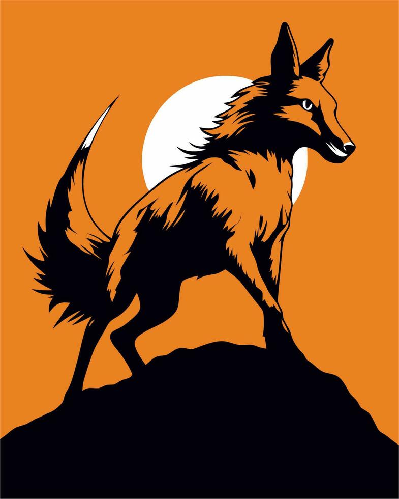 fox on a mountain vector