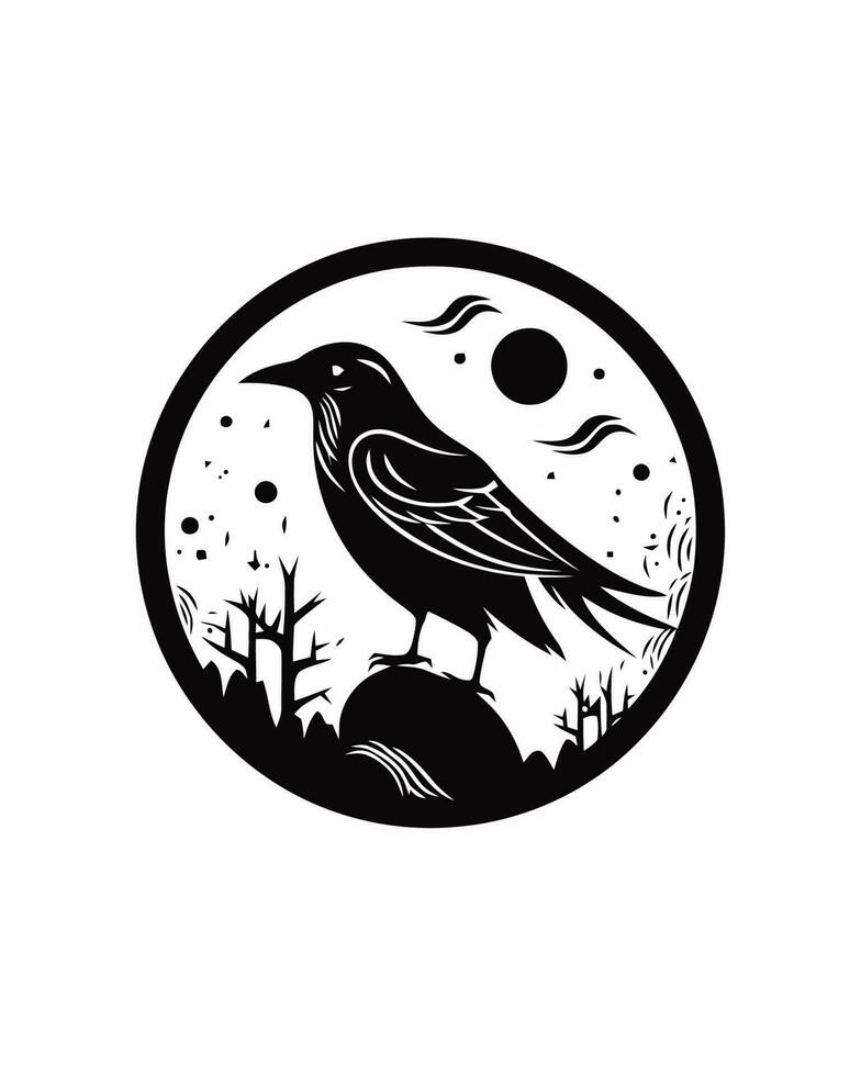 crow bird logo vector