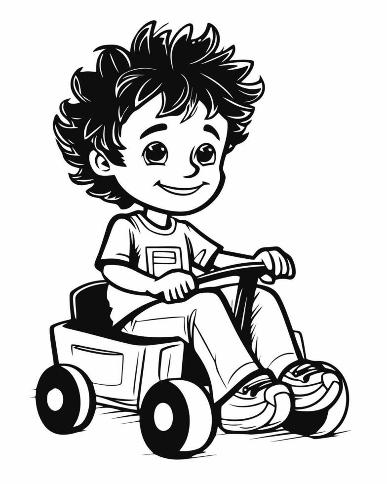 kid with toy car vector