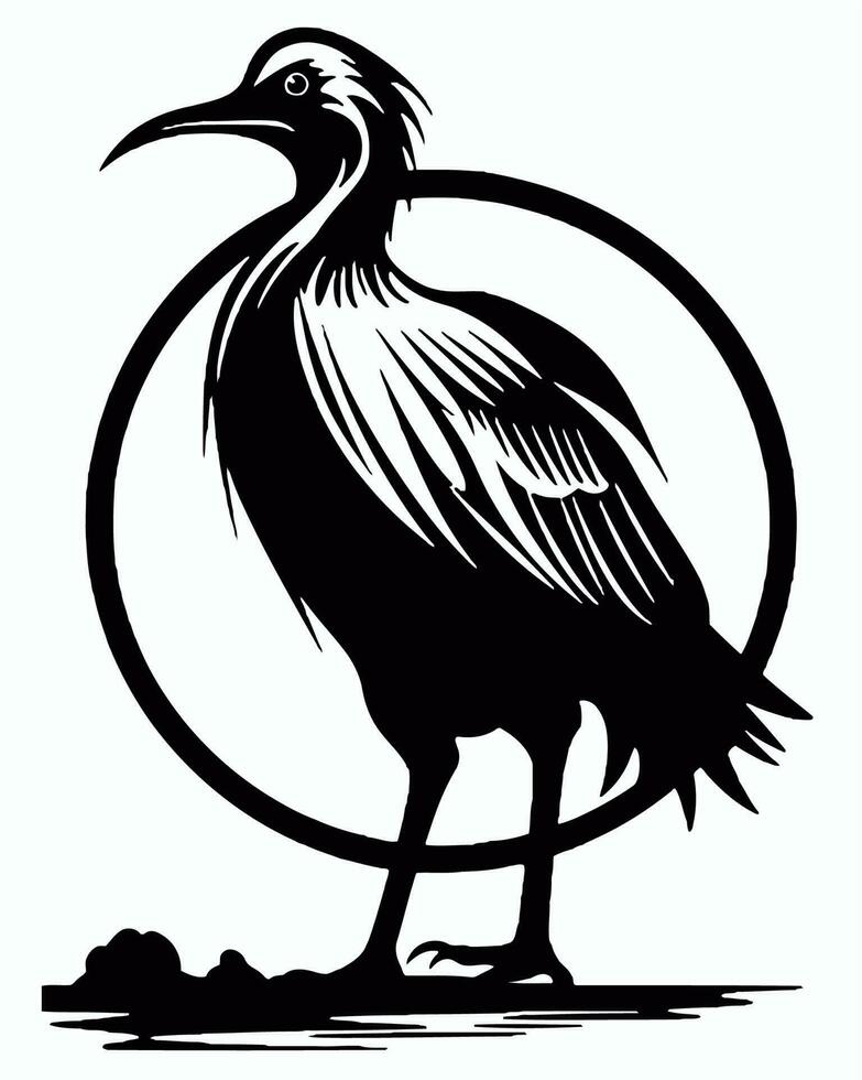 heron bird black and white vector