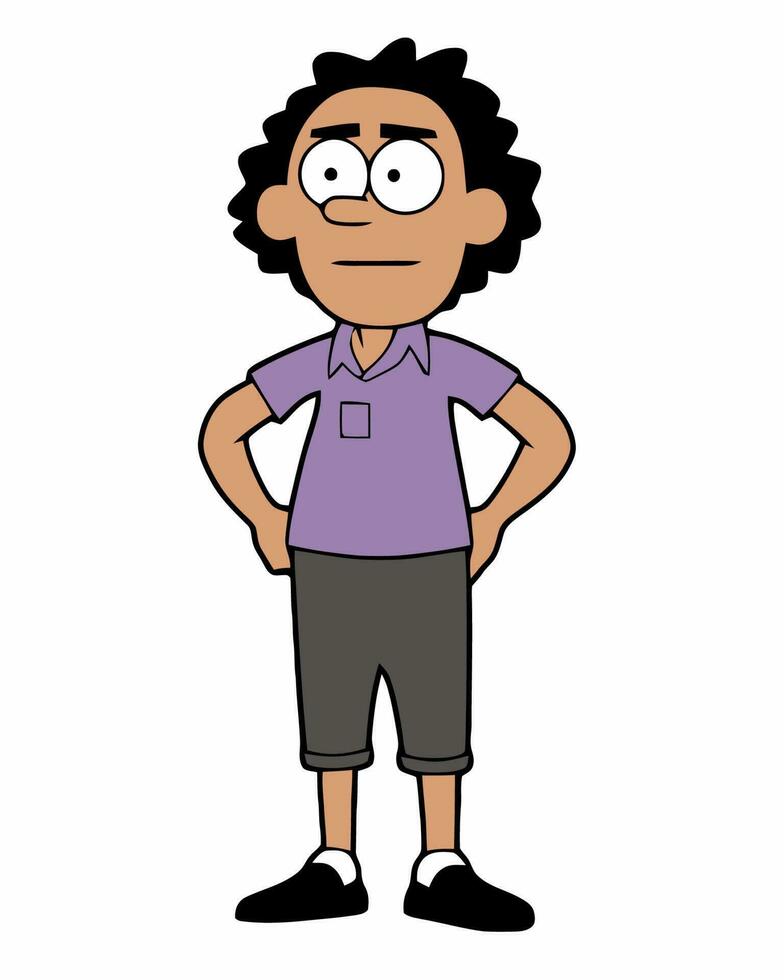 staring man with hands on hips vector