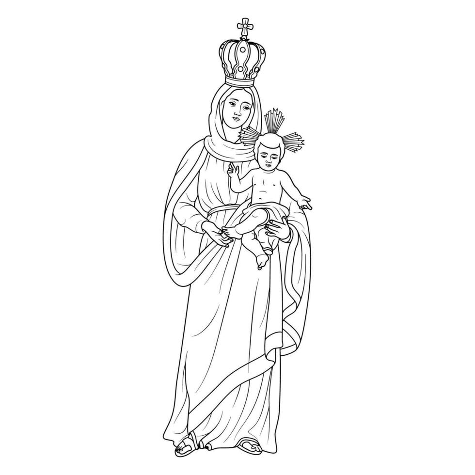 Our Lady of the Abbey Vector Illustration Outline Monochrome