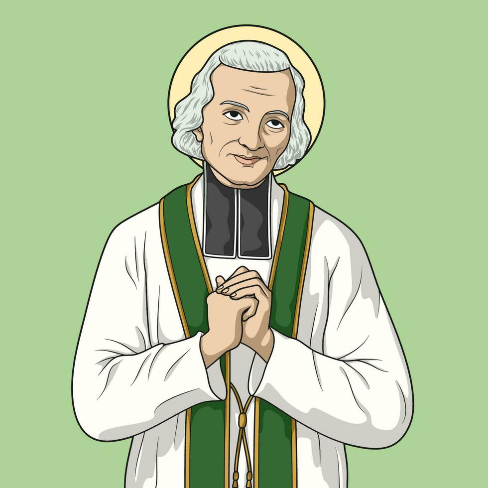 Santo Juan bautista María vianey de colores vector ilustración