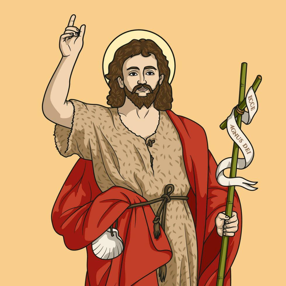 Saint John the Baptist Adult Colored Vector Illustration