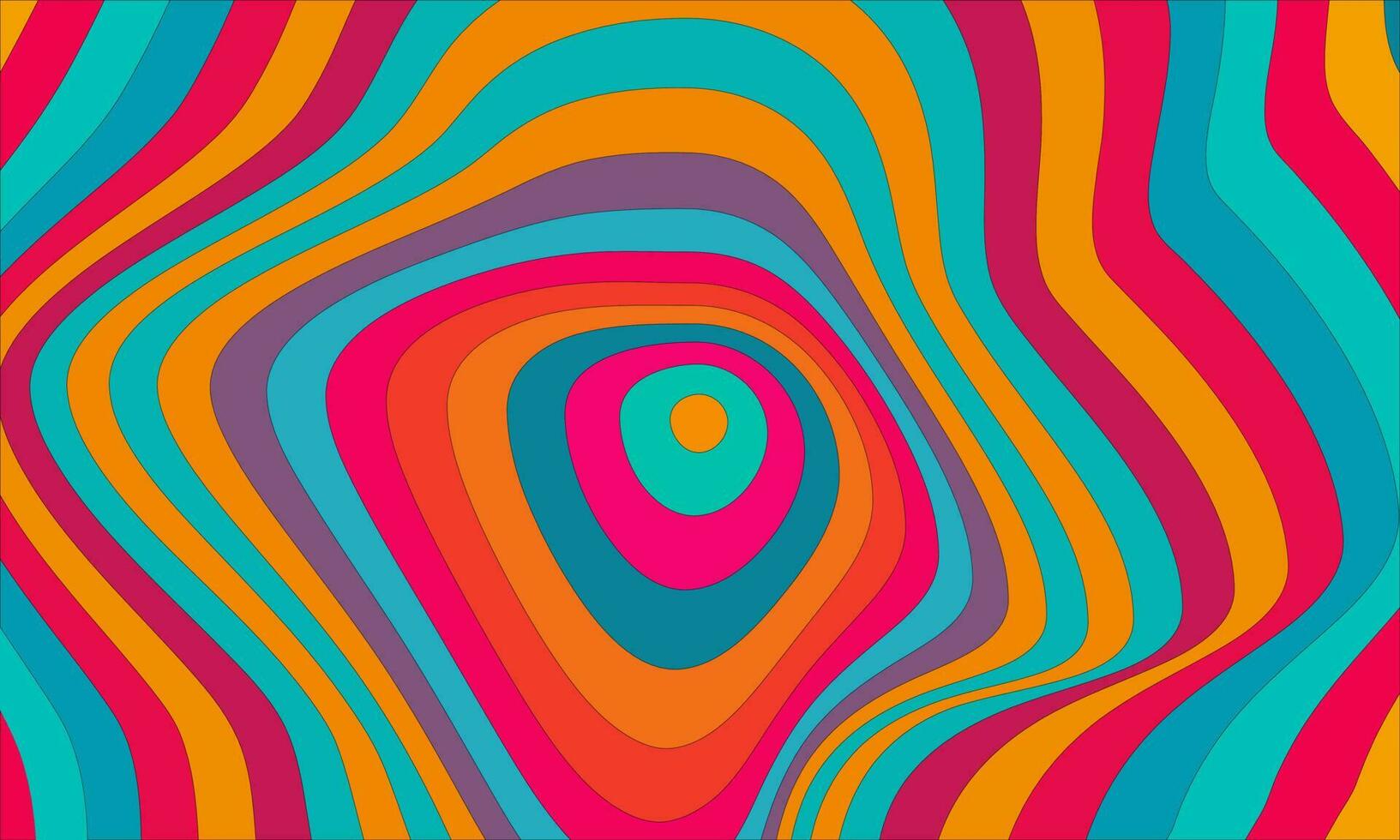 Groovy hippie retro vintage wavy pattern 70s abstract background. Vector illustration