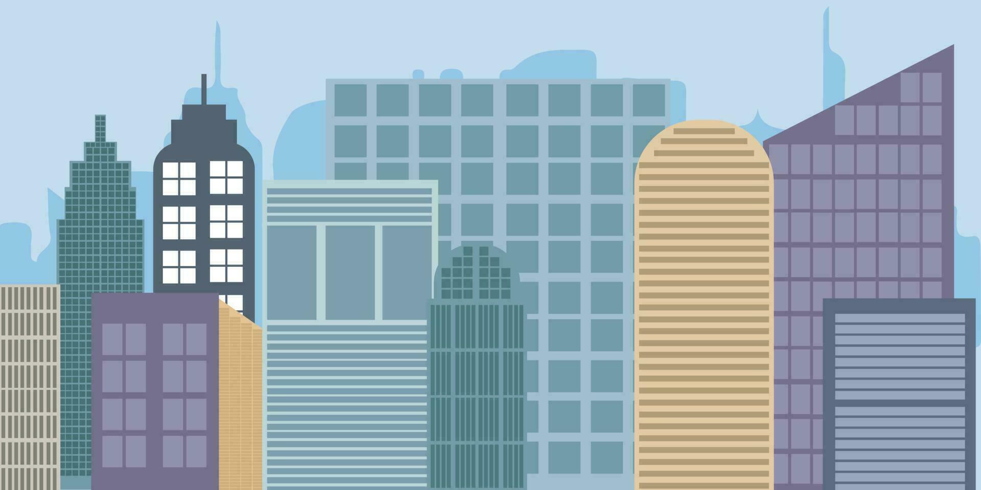 City skyline vector illustration. urban landscape. Daytime city view in flat style.