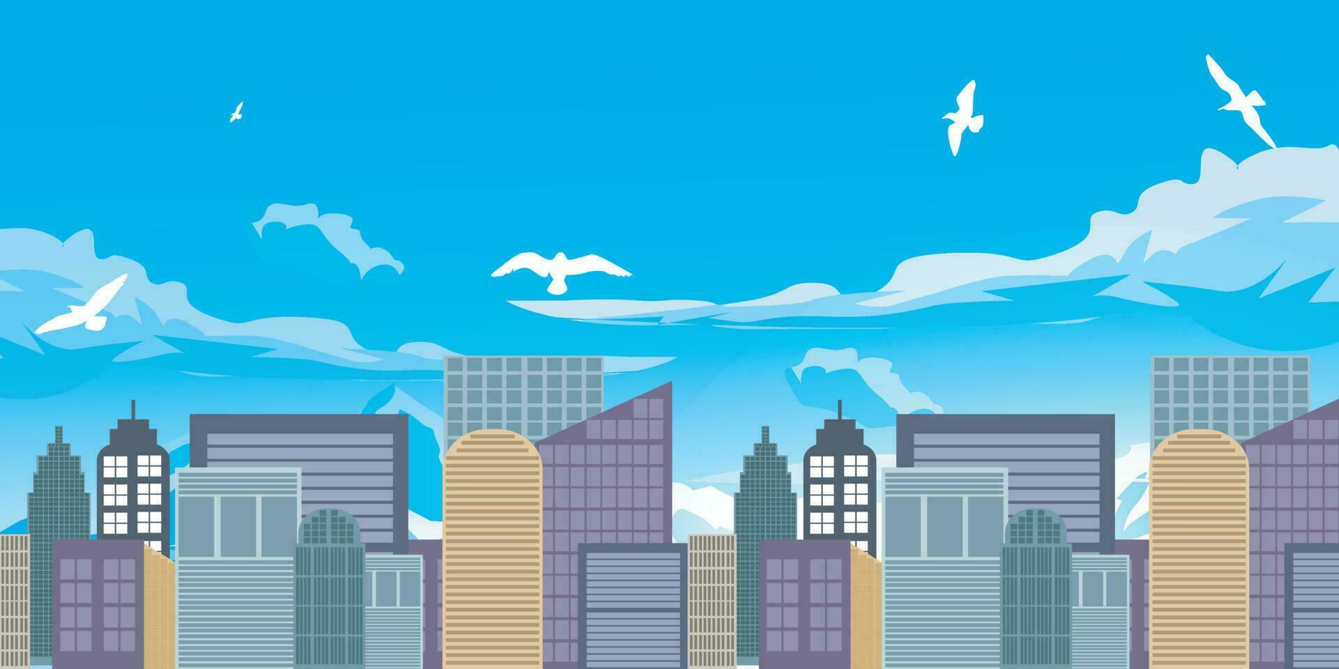 City skyline vector illustration. urban landscape. Daytime city view in flat style.