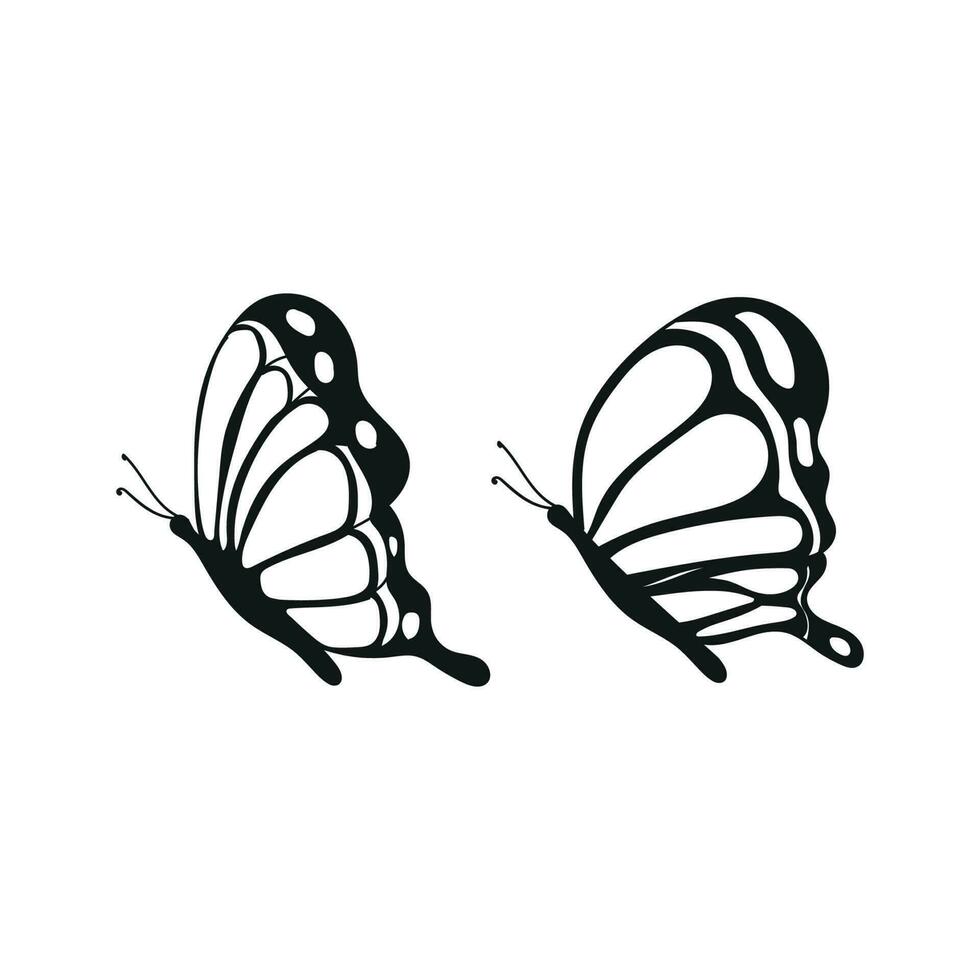 butterfly vector silhouette. Isolated hand drawn illustration