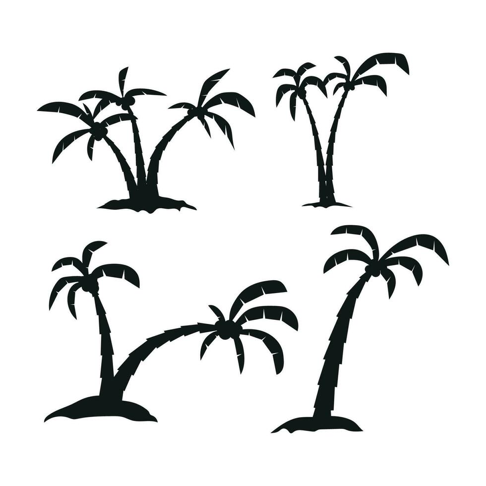 vector silhouette of a coconut tree. Isolated hand drawn illustration