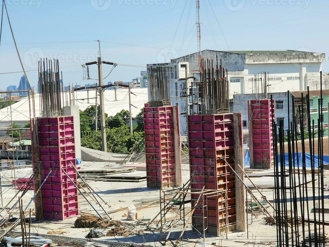 construction industry building pouring concrete pumps on the construction site photo