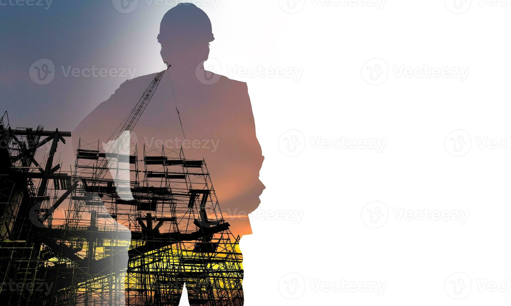Building Construction Engineering Project Concept Graphic designers, architects or construction workers with modern technology and equipment. photo