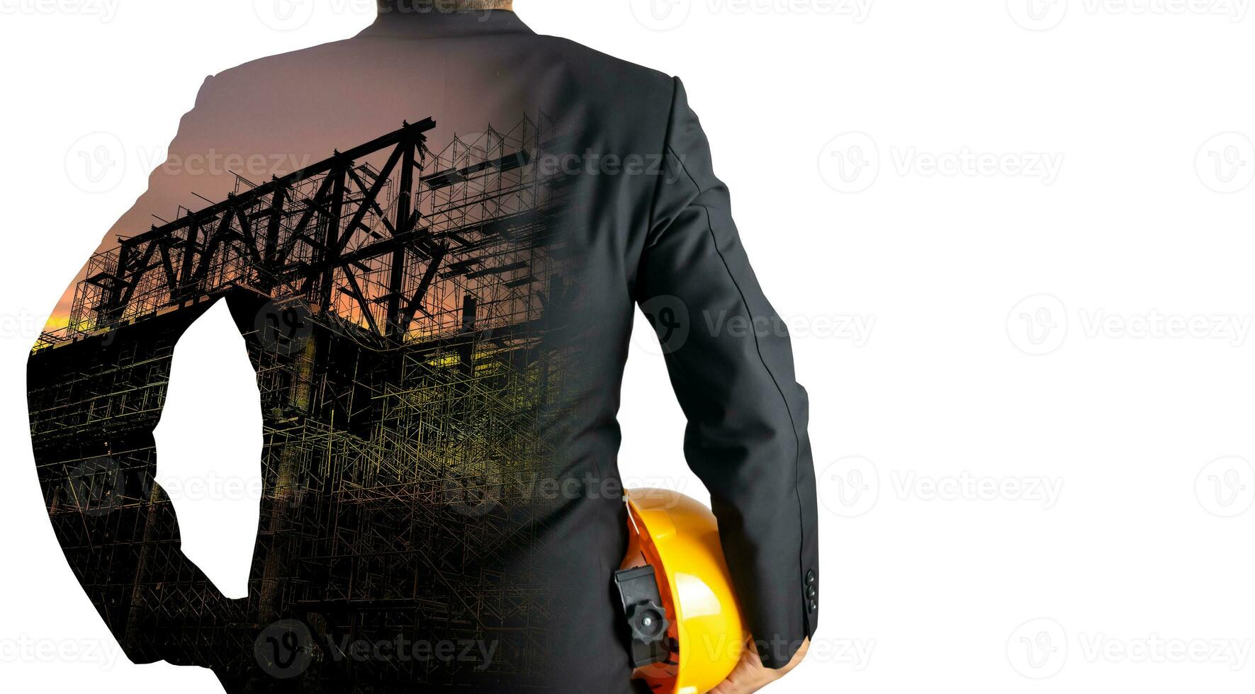 Building Construction Engineering Project Concept Graphic designers, architects or construction workers with modern technology and equipment. photo