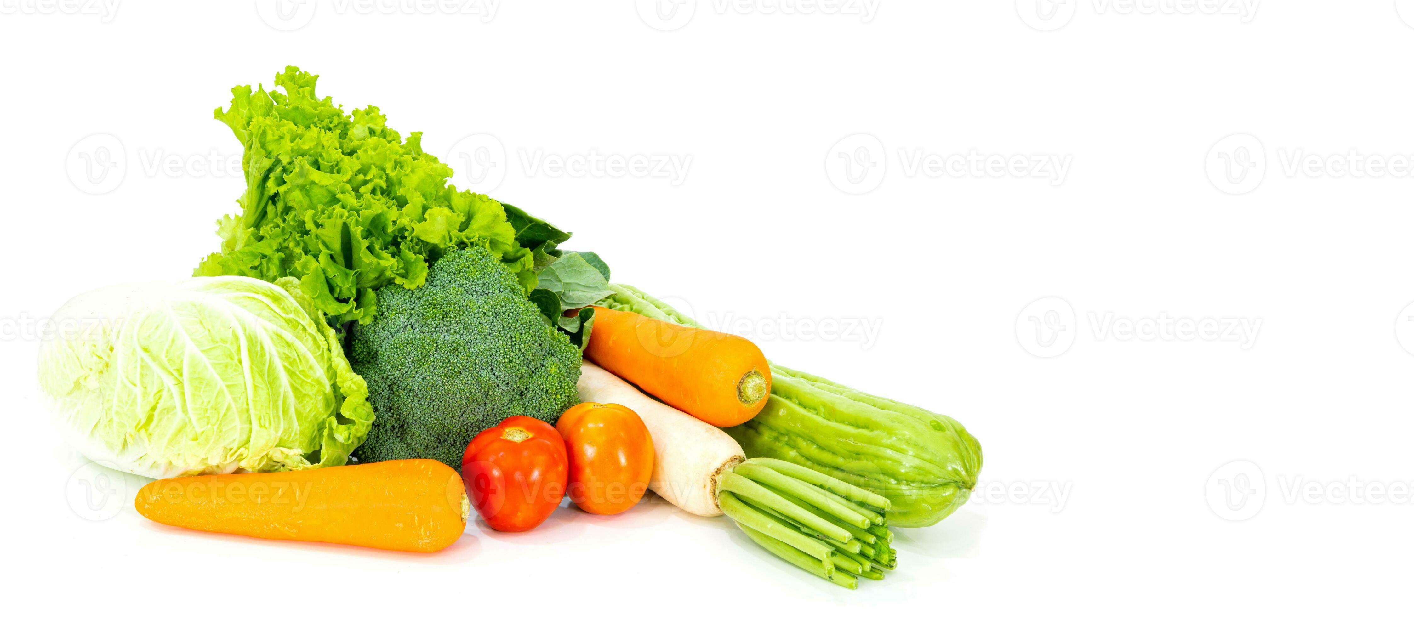 Assorted vegetables radish, tomato, carrot, chinese cabbage, broccoli