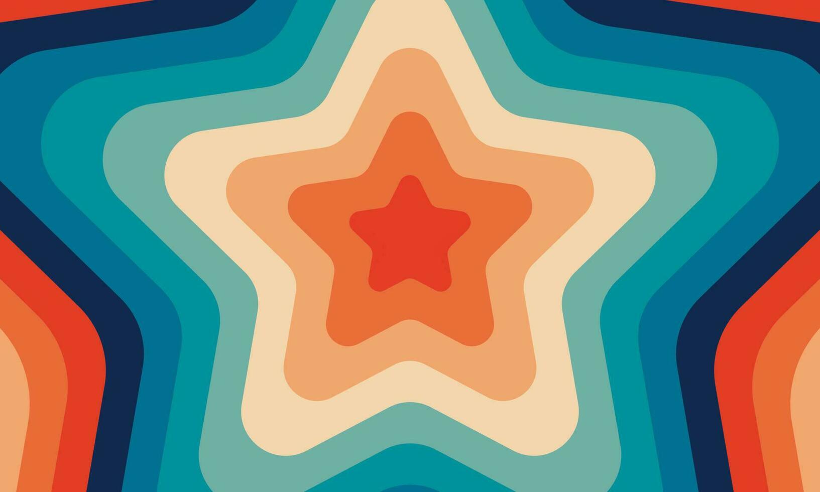 Star psychedelic groovy hippie retro vintage background. Vector illustration