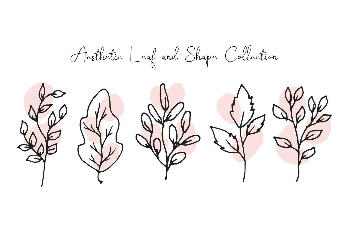 Aesthetic Leaf Line Art with Abstract Shape vector