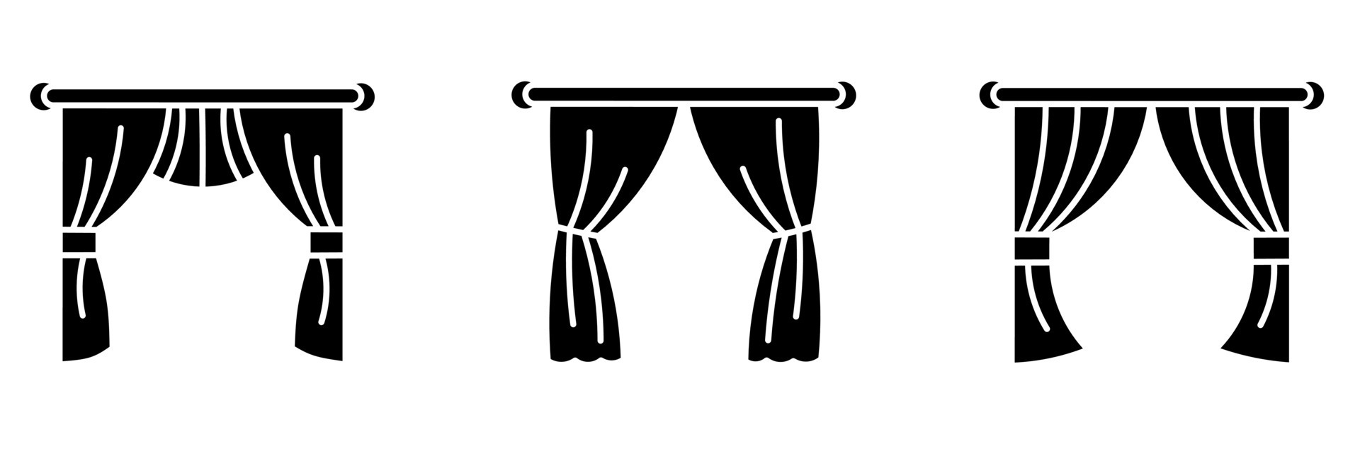 Icon design. Black and white curtain icon illustration collection