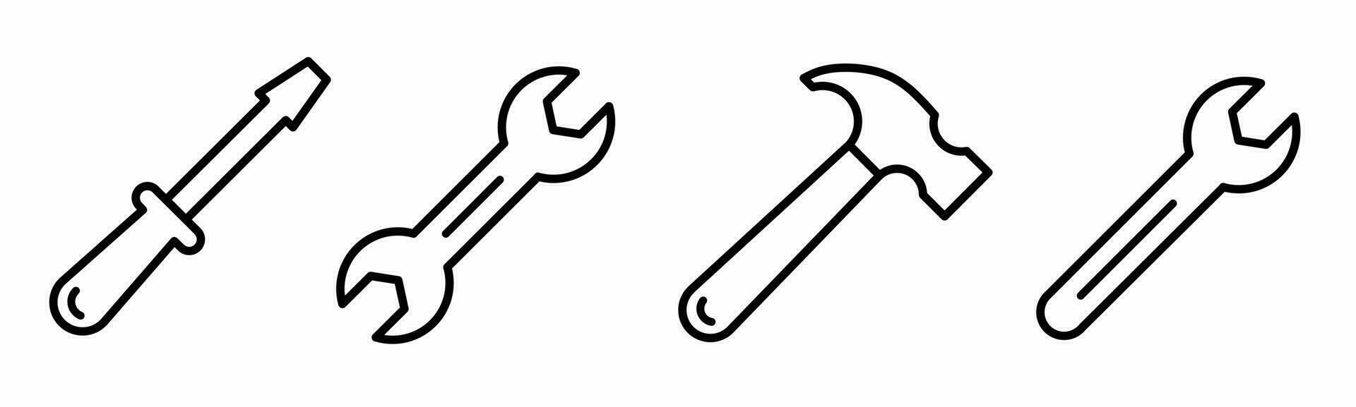 Icon design. Srewdriver, wrench, hammer icon illustration collection. vector