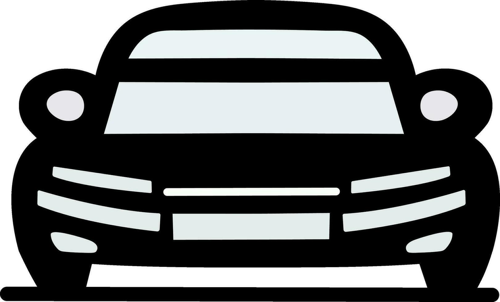 Front View of Car Icon In Black And Gray Color. vector