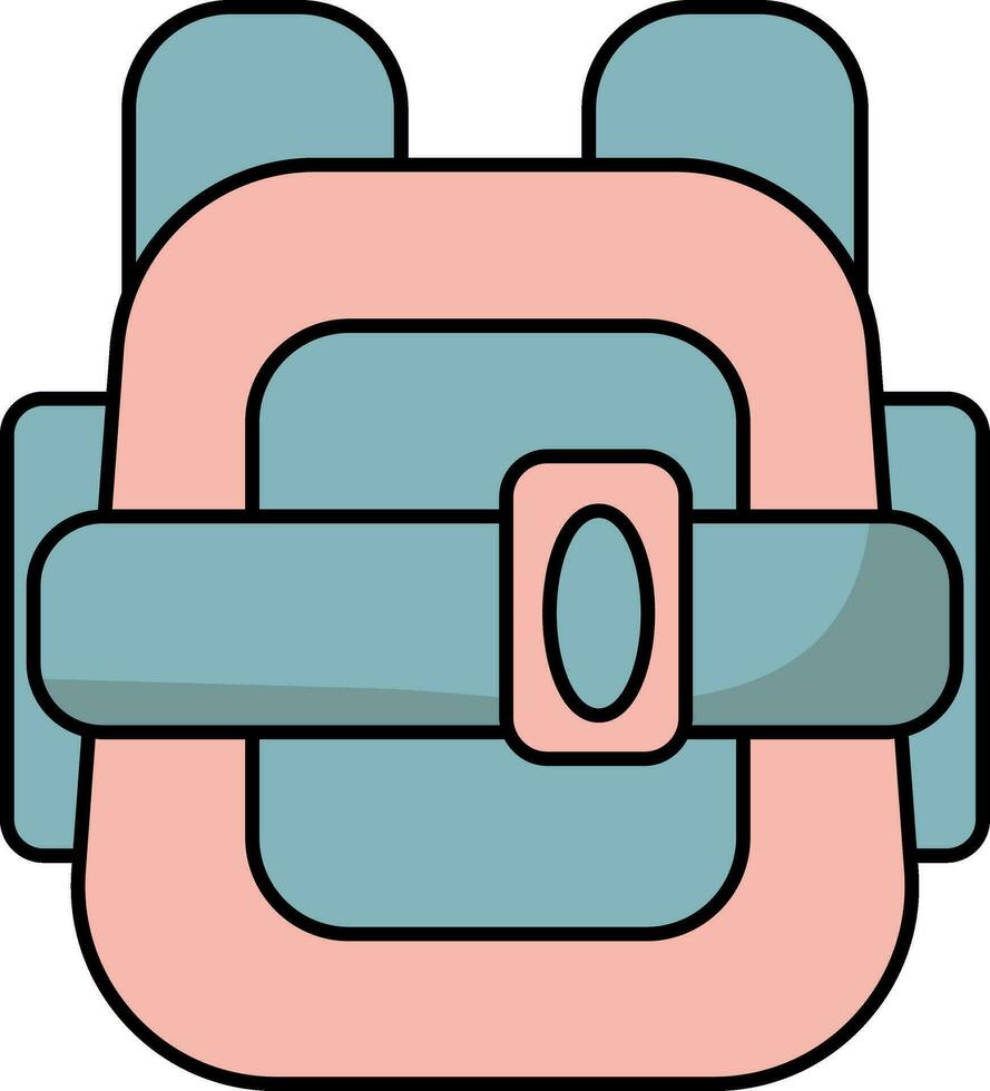 Blue And Pink Backpack Icon In Flat Style. vector
