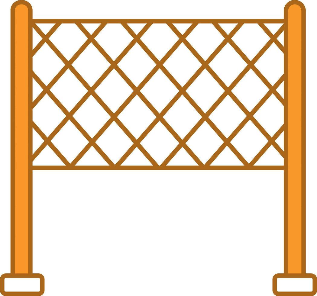Badminton Or Volleyball Net Icon In Orange And White Color. vector
