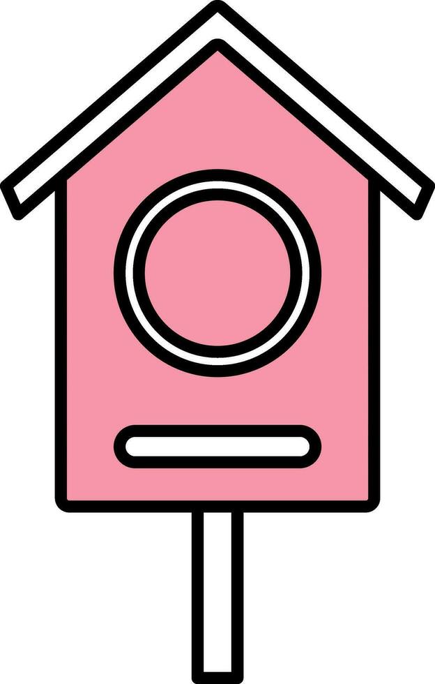 pájaro casa icono en rosado y blanco color. vector