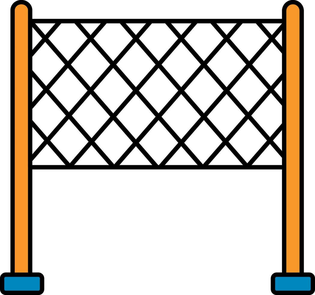 Badminton Or Volleyball Net Icon In Blue And Yellow Color. vector