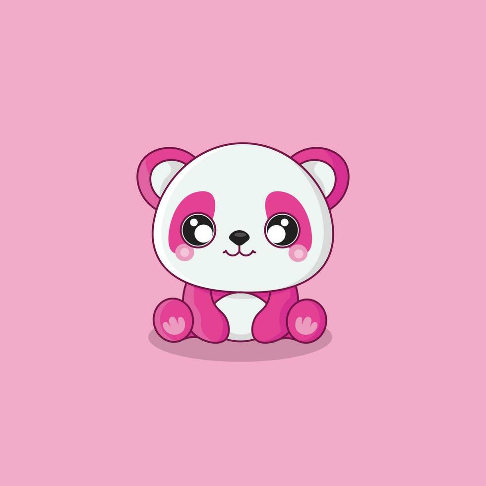 Pink baby panda vector