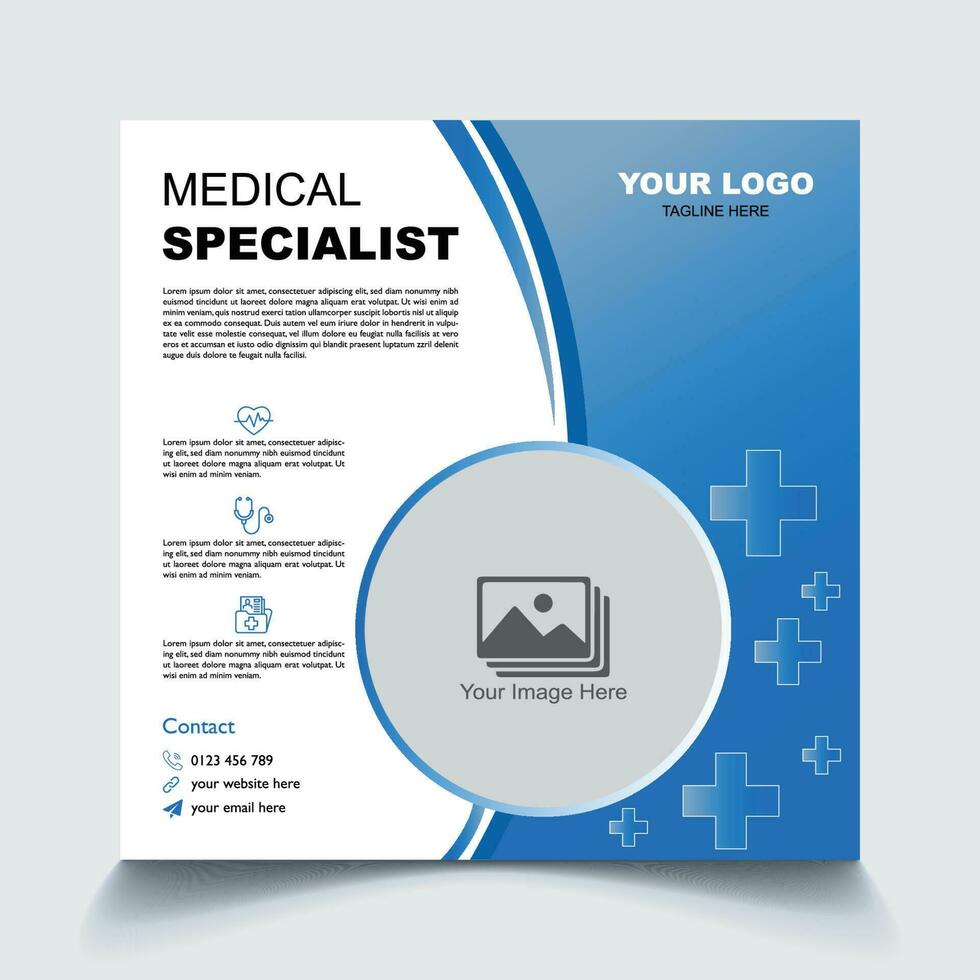 Hospital healthcare service poster design for digital marketing vector