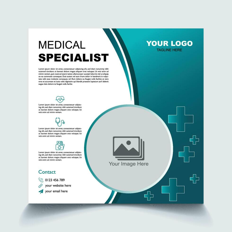 Hospital healthcare service poster design for digital marketing vector