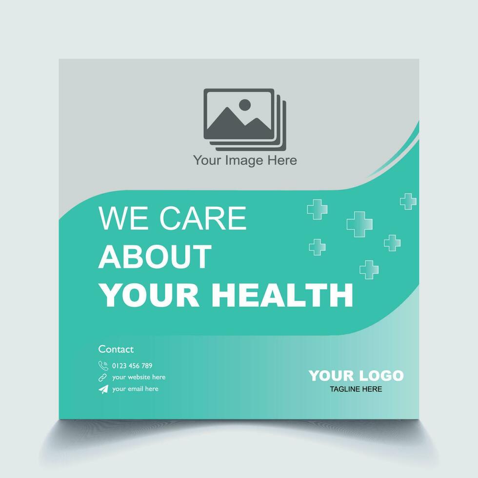 Hospital healthcare service poster design for digital marketing vector