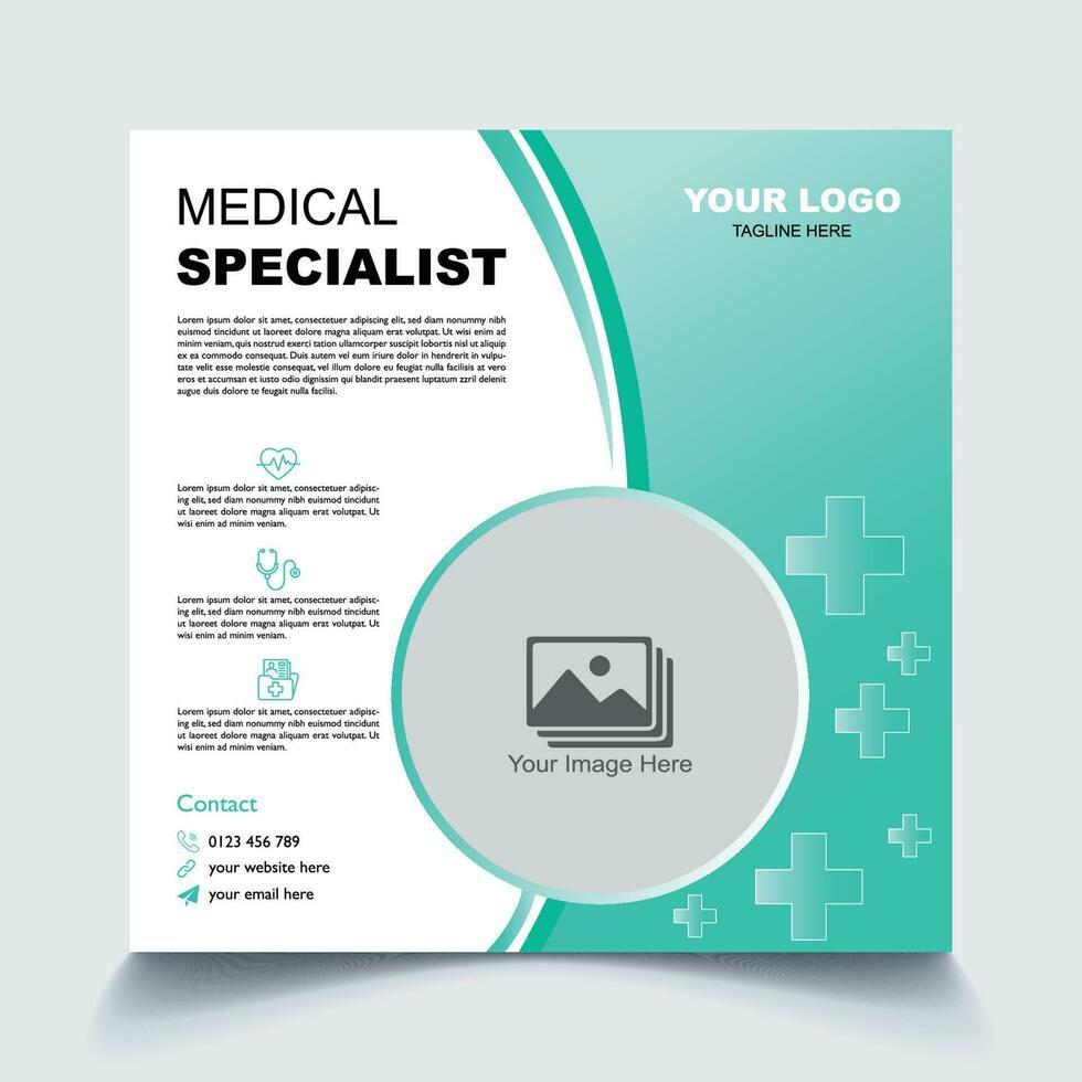 Hospital healthcare service poster design for digital marketing vector