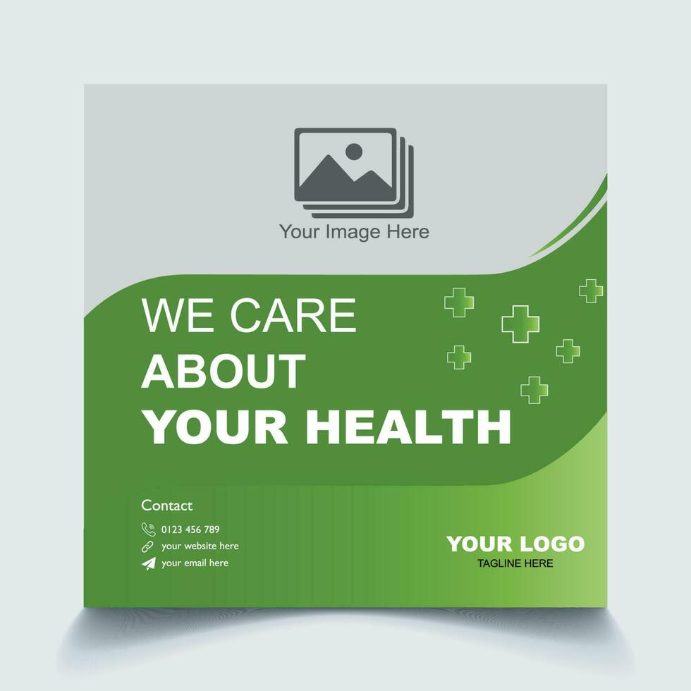 Hospital healthcare service poster design for digital marketing vector